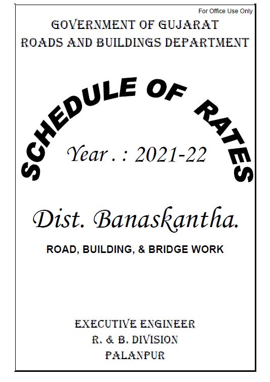 SOR for Dist. Banaskantha District in Gujarat Schedule of Rate S.O